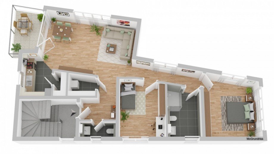 1757 Grundriss 1.OG 3D Etagenwohnung Bad Neuenahr-Ahrweiler